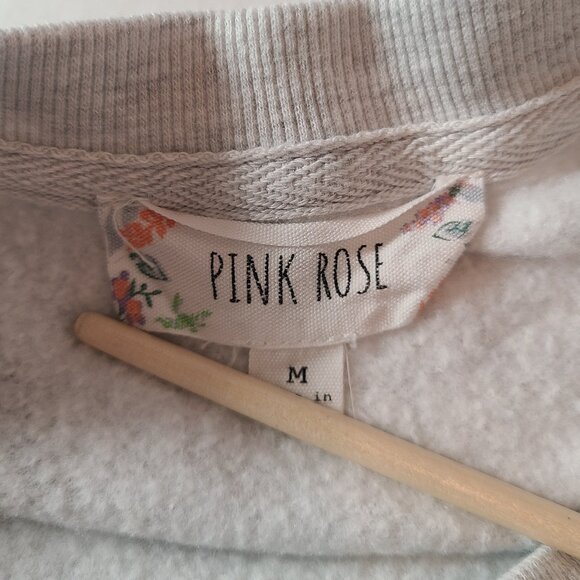 Pink Rose Gray Star Print Pullover Sweatshirt - Size M - Picture 9 of 13